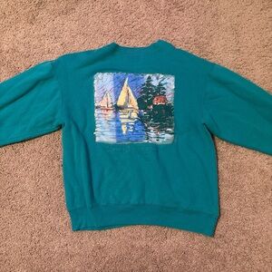 Cute vintage 90s blue and green sweatshirt